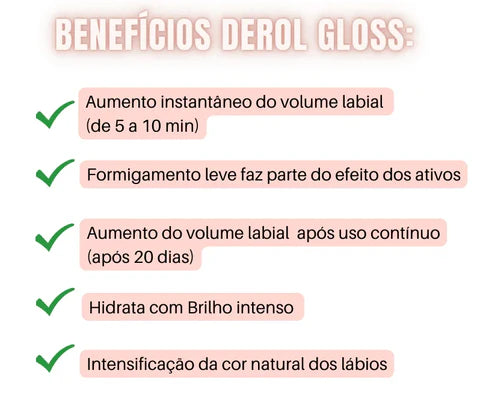 Gloss Preenchedor Derol – Volume Instantâneo e Impermeável